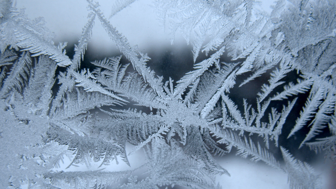 ice crystals on a transparent surface